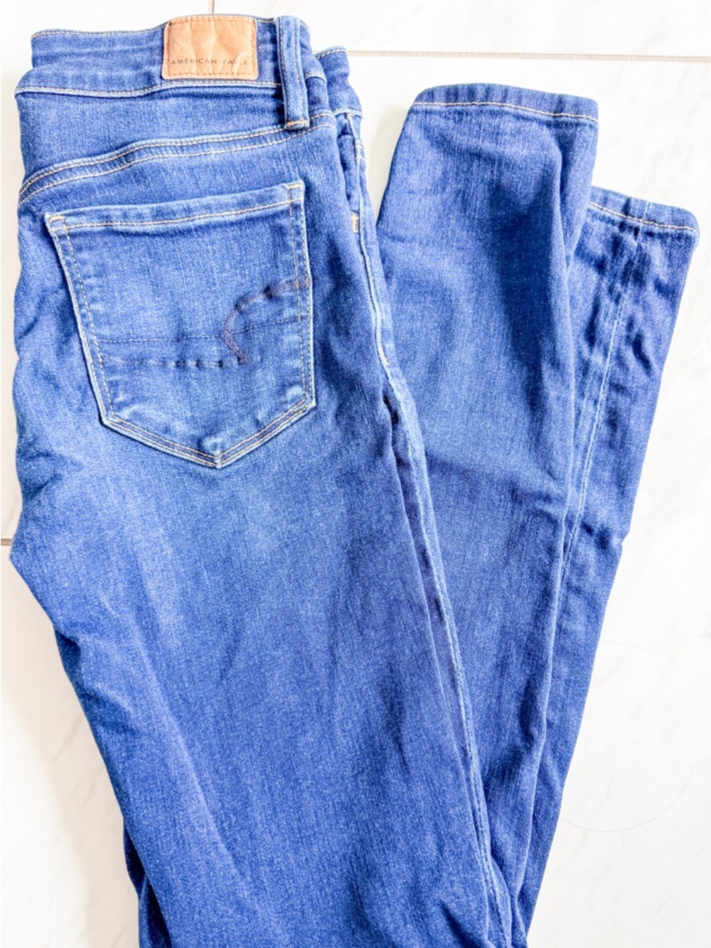 American Eagle Outfitters Women’s High-Rise Skinny Jeans in Blue Denim